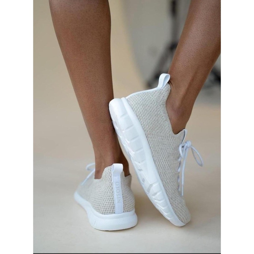 Nisolo x Anthropologie Athleisure  Eco-Knit Sneakers Cream White Sustainable 7.5